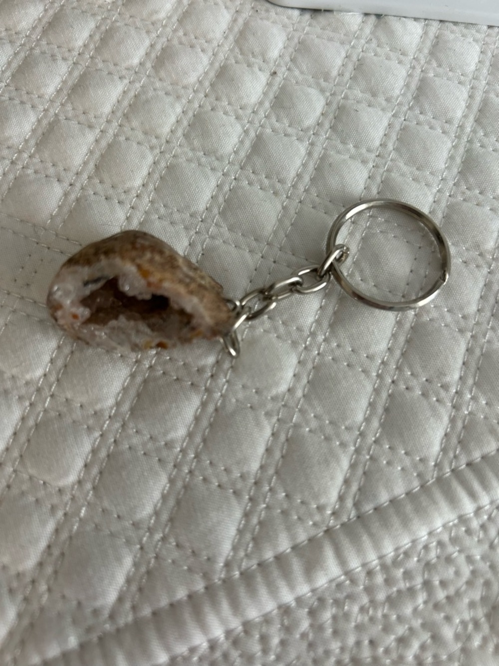 Natural Brown Crystal Geode Keychain - Kids Toy Accessory